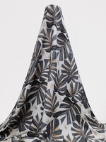Charcoal Grey Tones Palm Leaves on Ivory Printed Bamboo Cotton Blend
