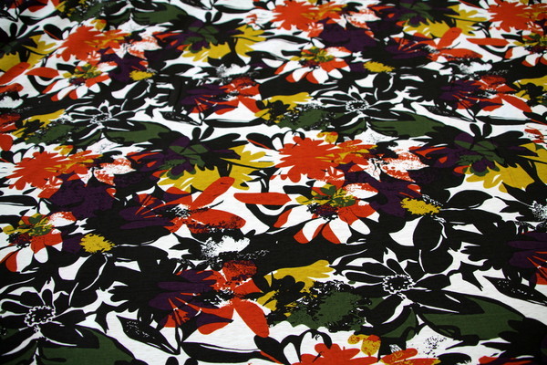 Floral Viscose Knit - Autumn Tones
