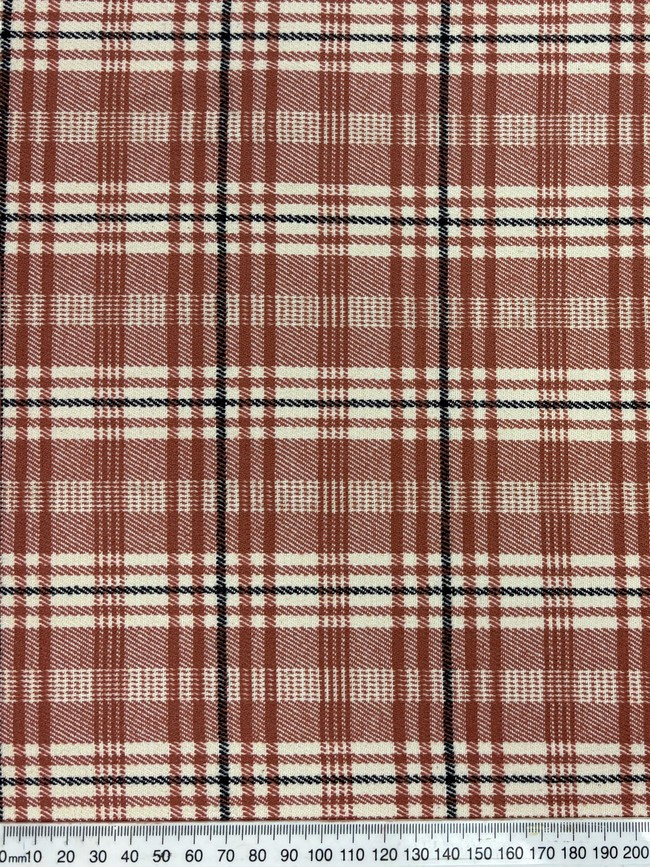 Beige Pink, Cream & Navy Tartan Stretch Ponti de Roma