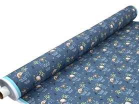 Wren on Dark Chambray Printed Cotton