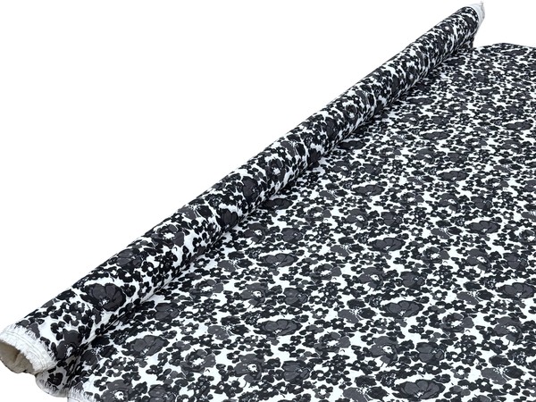 Black & White Floral Printed Cotton Voile