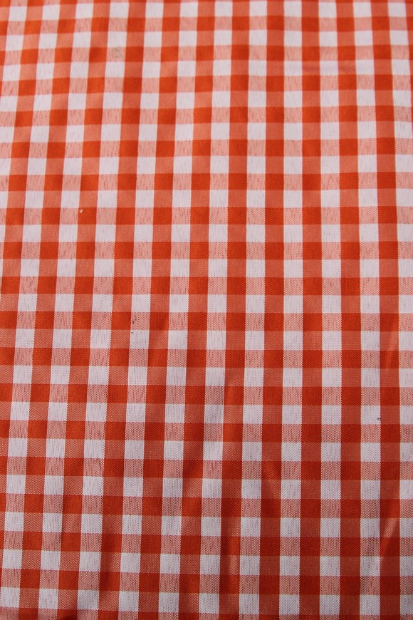 Orange & White Gingham Polyester