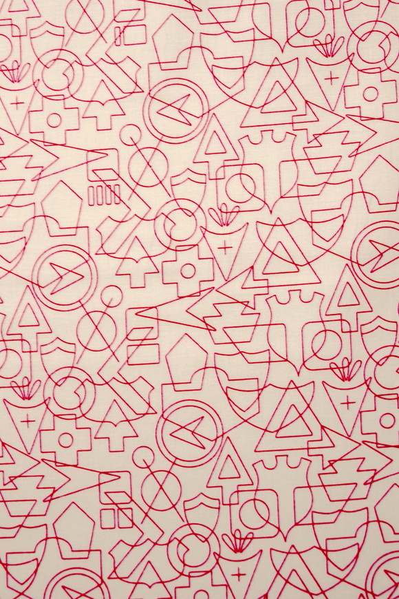 Lolly Pink Shapes on White Printed Cotton