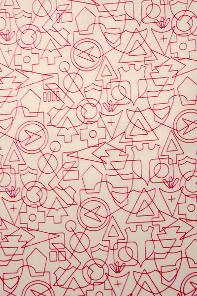 Lolly Pink Shapes on White Printed Cotton