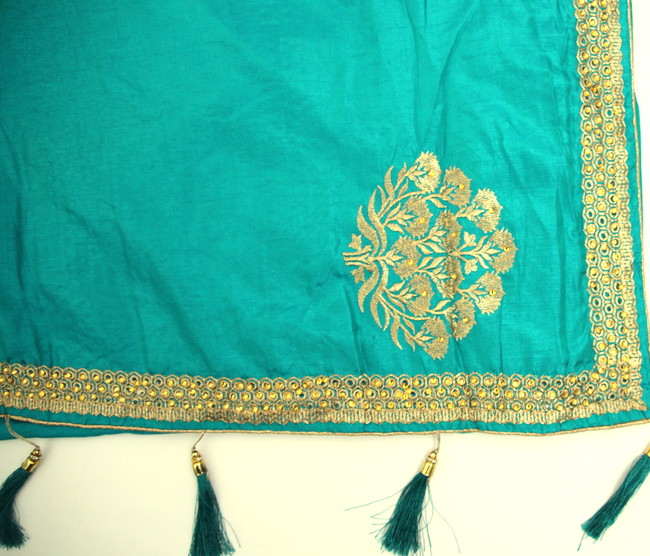 Peacock Embroidered Saree with Tassels