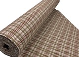 Dark Sandy Beige, Cream & Red Tartan Stretch Ponti de Roma