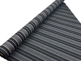 Charcoal, Tan & Neutral on Black Multi Stripe Linen Cotton Blend