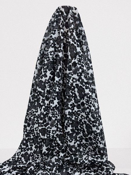 Black & White Floral Printed Cotton Voile