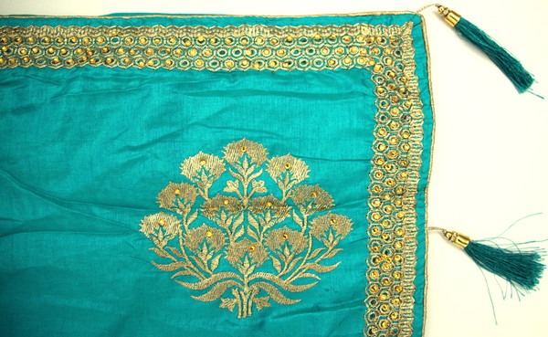 Peacock Embroidered Saree with Tassels