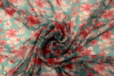 Cherry Blossoms on Teal Printed Chiffon 