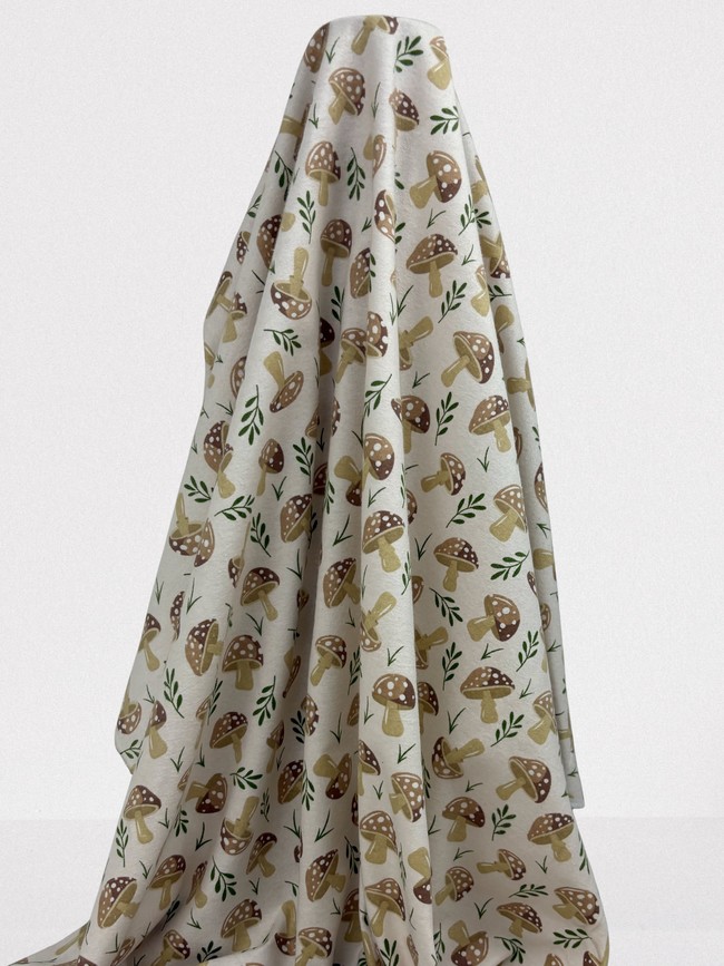 Toadstools on Natural Winceyette