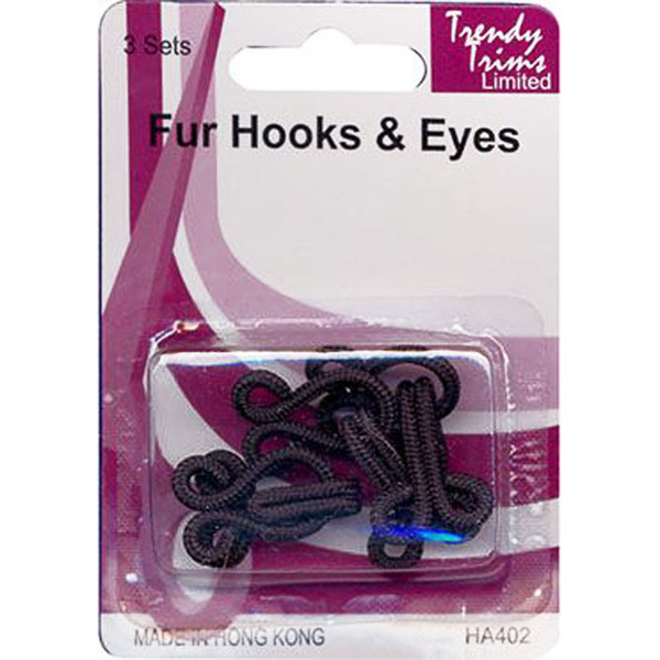 Fur Hooks & Eyes x 3 Sets