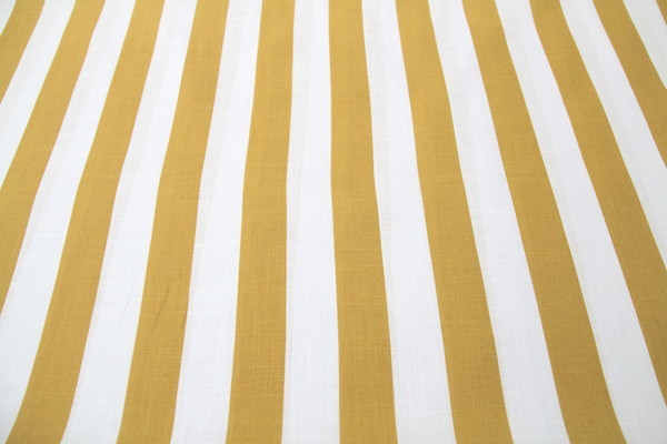 Mustard & Soft White 100% Wide Striped Linen