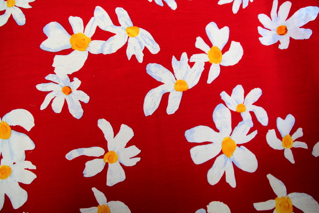 Red Painted Daisy Rayon