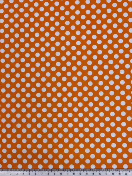 White Polka Dots on Bright Orange Printed Cotton