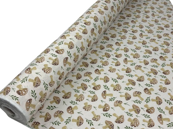 Toadstools on Natural Winceyette