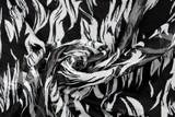 Black & White Flame Self Striped Printed Chiffon