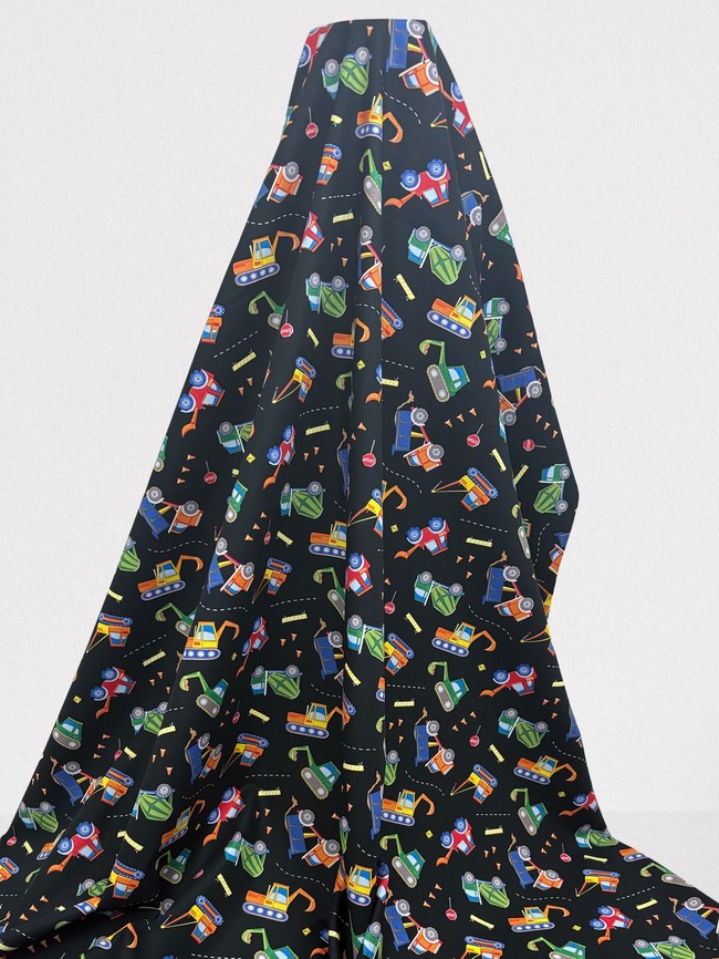 * REDUCED * Heavy Machines Diggers & Trucks Printed Cotton