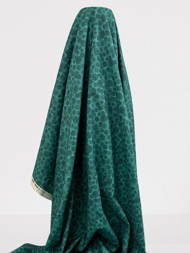 Teal Bubbles on Printed Cotton
