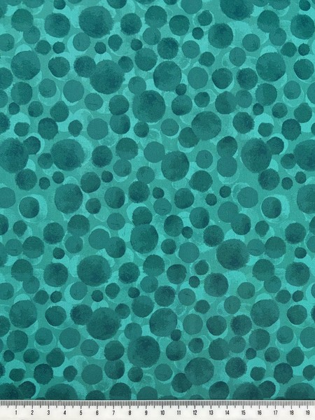 Teal Bubbles on Printed Cotton