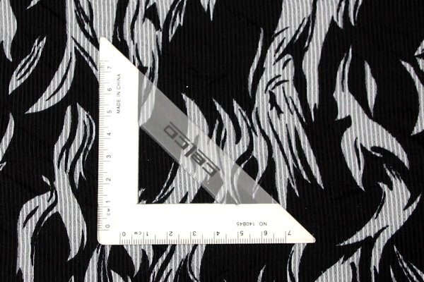 Black & White Flame Self Striped Printed Chiffon