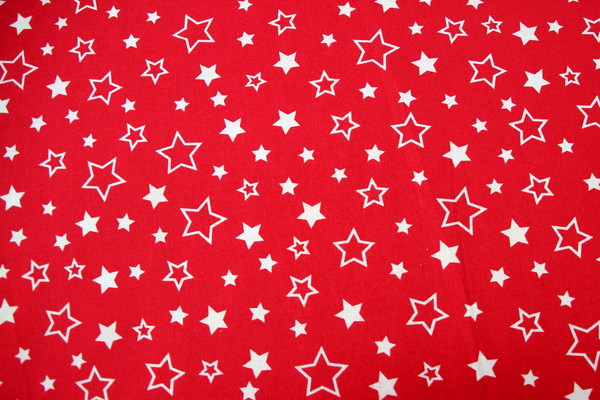 Cream Stars on Red Printed Cotton