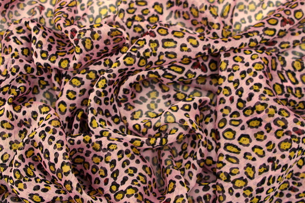  Leopard Print on Pink Background Chiffon