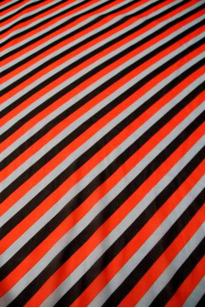 Flame, Grey & Black Diagonal Striped Chiffon