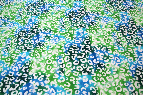 Blue & Green Toned Leopard Printed Flannelette