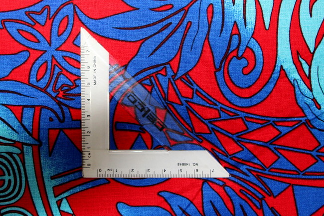 Royal & Aqua on Red Variegated Island Palms Cotton Dobby