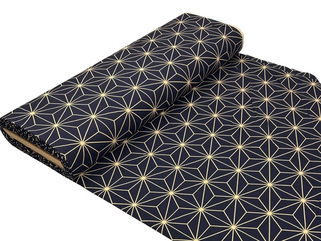 Beige Star on Navy Cotton Quilt Backer