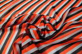 Flame, Grey & Black Diagonal Striped Chiffon