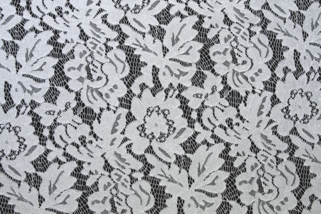 White Floral Stretch Lace New Image