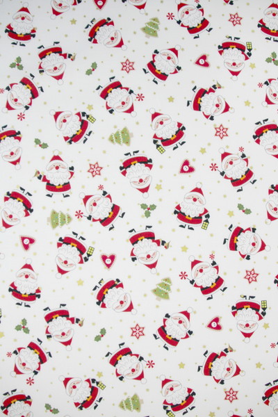 Little Santa on White Premium Printed Cotton
