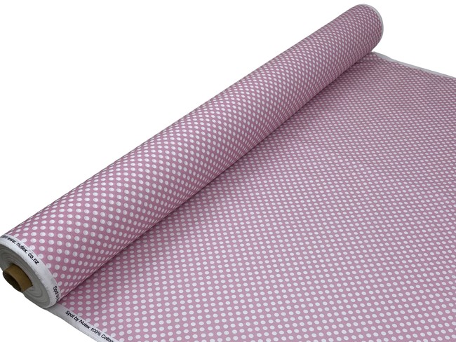 White Polka Dots on Iced Pink Printed Cotton