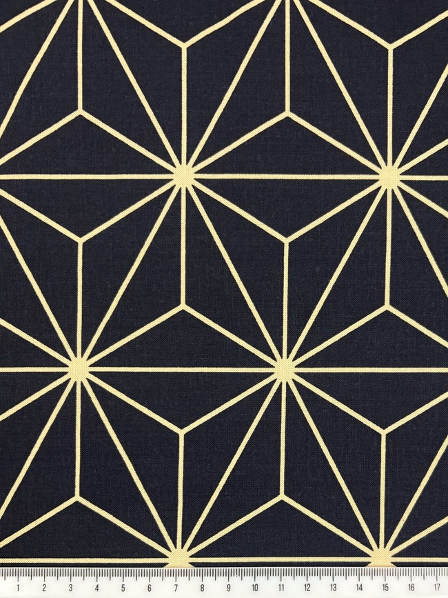 Beige Star on Navy Cotton Quilt Backer