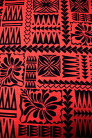 Melon & Black Hibiscus Printed Dobby