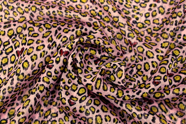  Leopard Print on Pink Background Chiffon