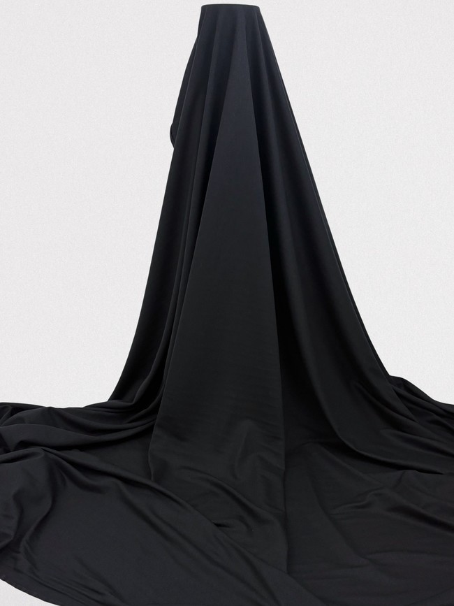 Black Lightweight Wool Blend Interlock