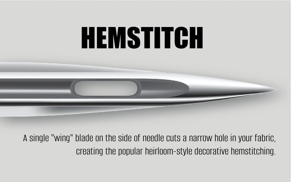 Size 100/16 Hemstitch/Wing Machine Needle 