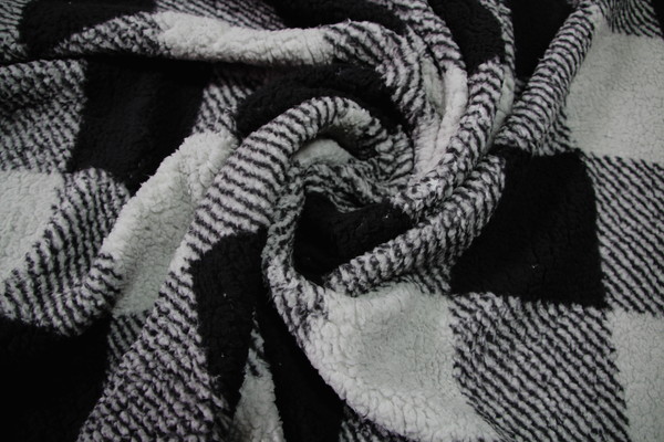 Grey & Black Checked Sherpa