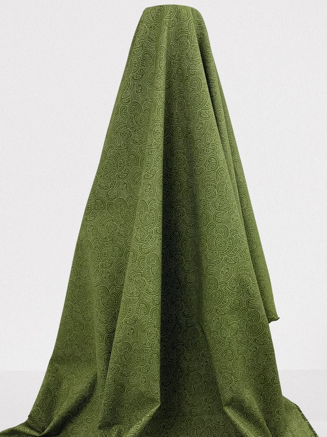 Green on Green Ponga Koru Design Kiwiana Cotton