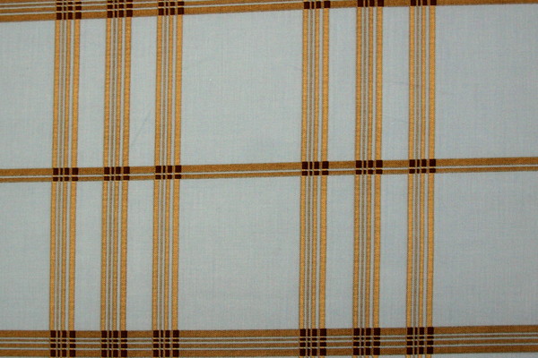 Brown Tartan Check on Pale Blue Printed Cotton