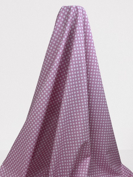 White Polka Dots on Iced Pink Printed Cotton