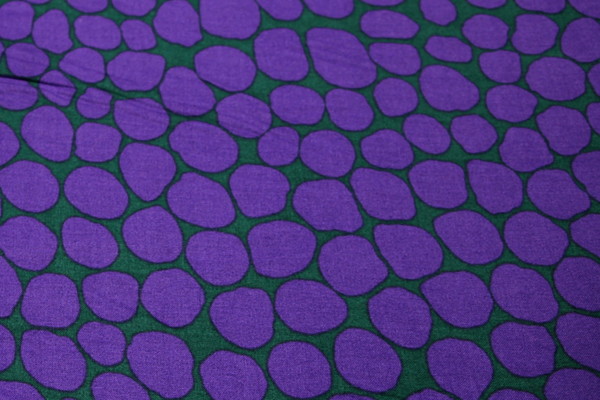 Purple on Green Printed Cotton