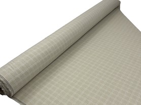 Light Sand Checked Linen Cotton Blend