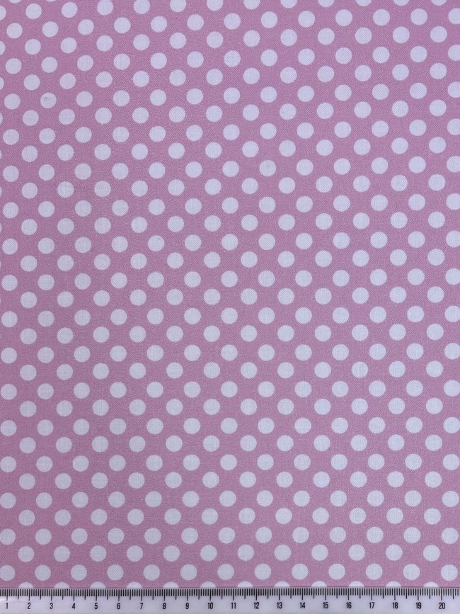 White Polka Dots on Iced Pink Printed Cotton