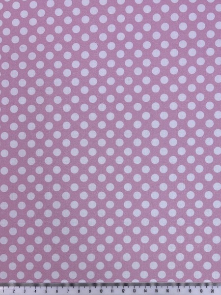 White Polka Dots on Iced Pink Printed Cotton