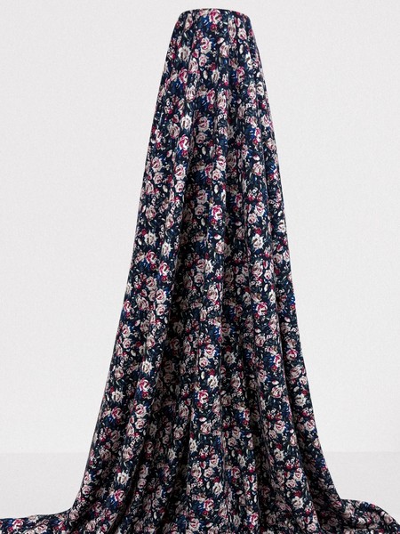 Floral on Dark Navy Rayon