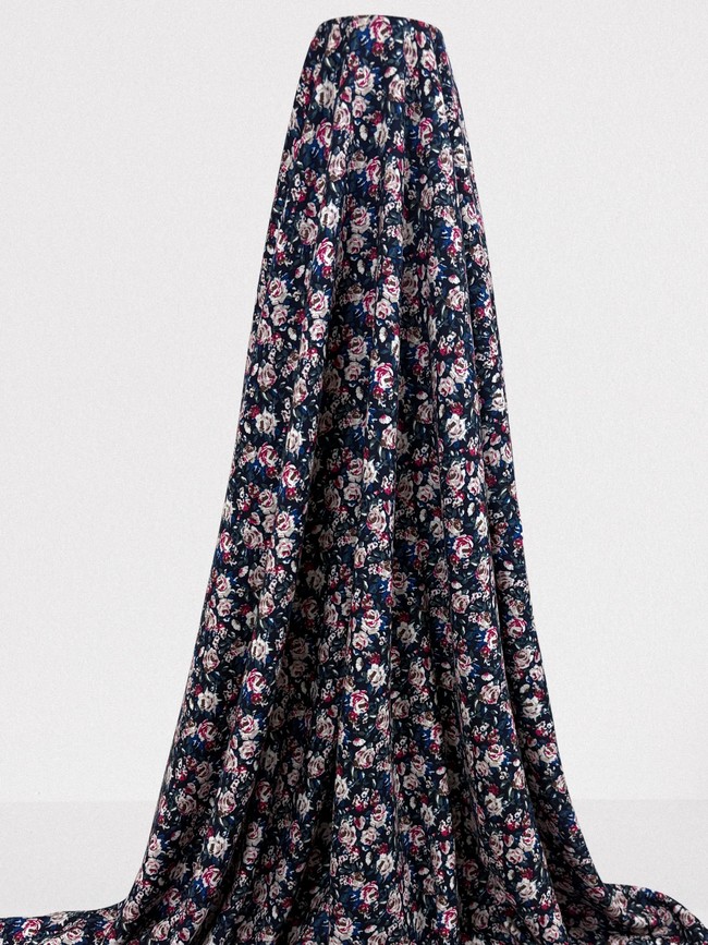 Floral on Dark Navy Rayon